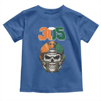 305 Football Warrior Skull Toddler T Shirt Orange and Green Miami Vibes