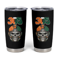 305 Football Warrior Skull Tumbler Cup Orange and Green Miami Vibes