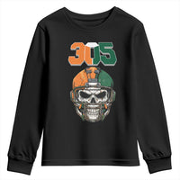 305 Football Warrior Skull Youth Sweatshirt Orange and Green Miami Vibes