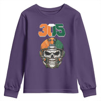 305 Football Warrior Skull Youth Sweatshirt Orange and Green Miami Vibes