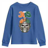 305 Football Warrior Skull Youth Sweatshirt Orange and Green Miami Vibes