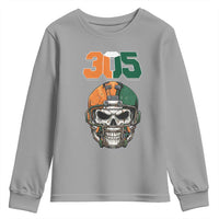 305 Football Warrior Skull Youth Sweatshirt Orange and Green Miami Vibes
