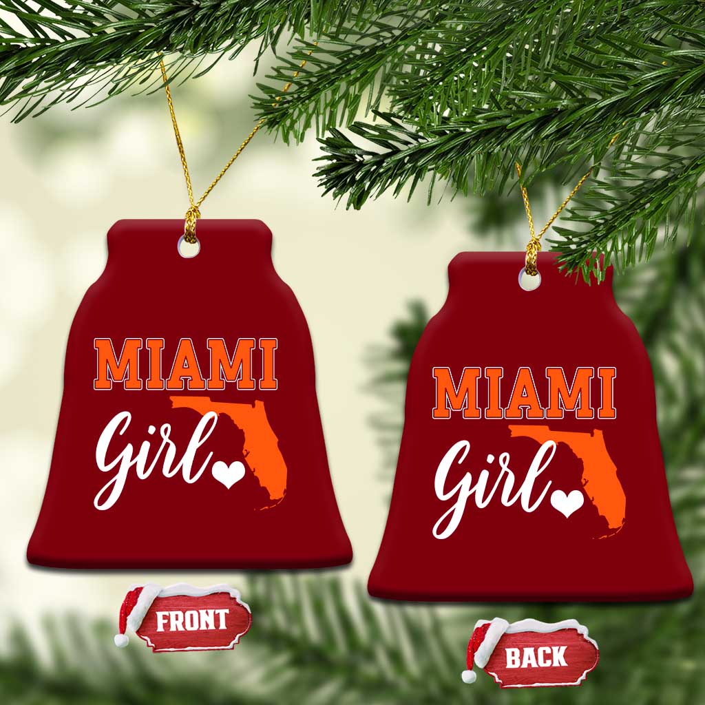 Miami Girl Pride Ceramic Ornament Florida State Map Local Love