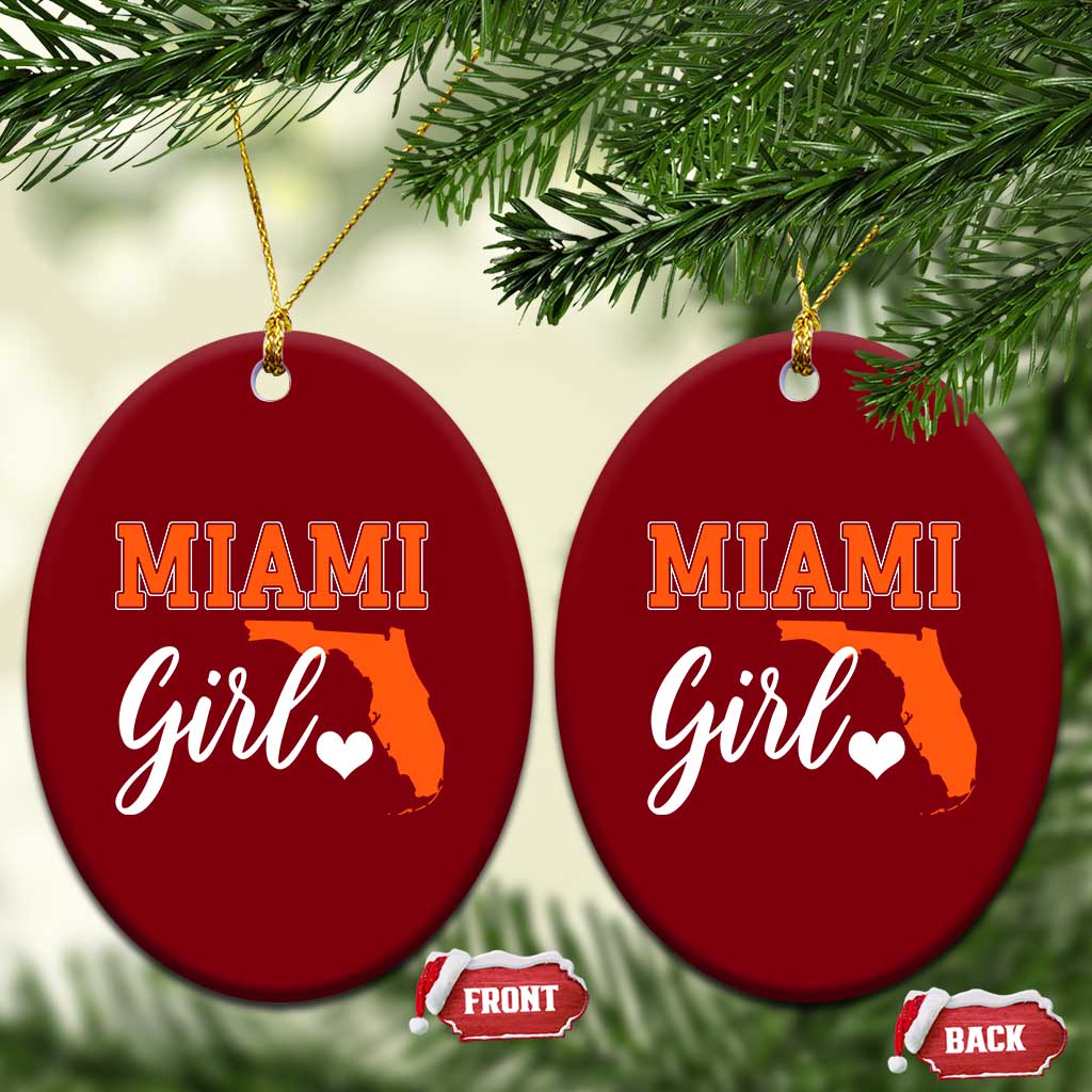 Miami Girl Pride Ceramic Ornament Florida State Map Local Love