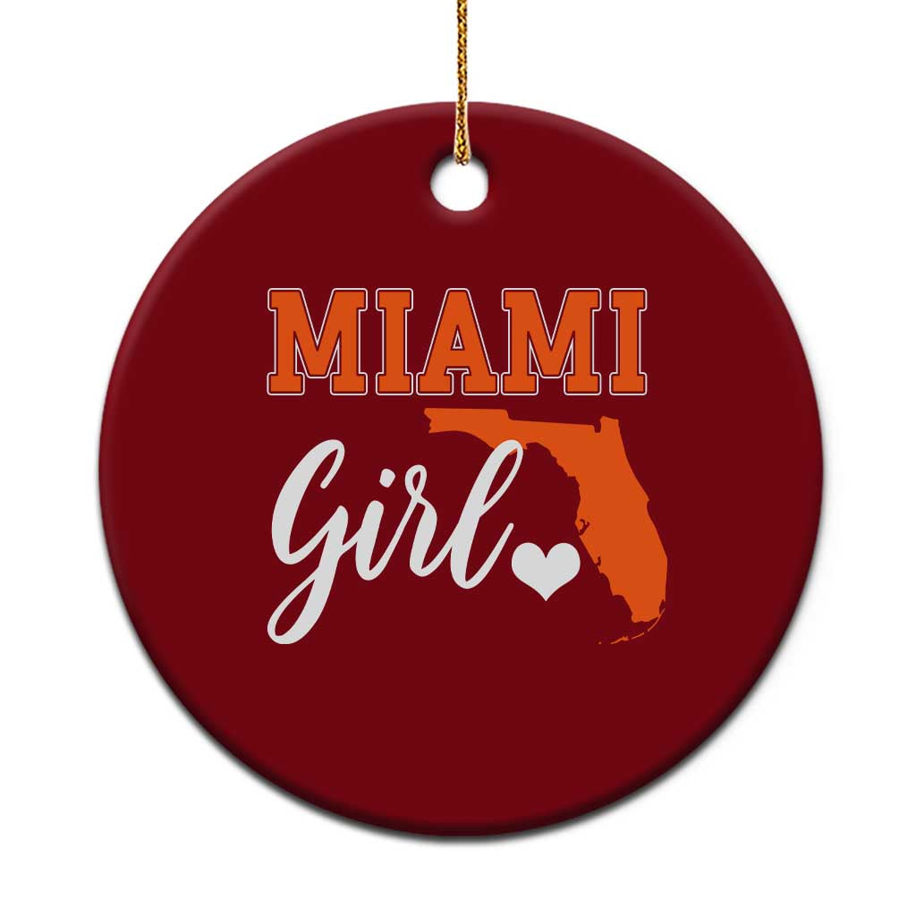 Miami Girl Pride Ceramic Ornament Florida State Map Local Love