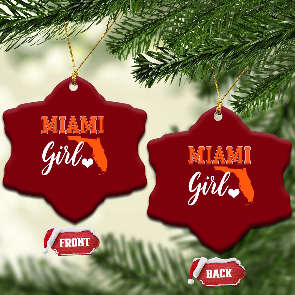 Miami Girl Pride Ceramic Ornament Florida State Map Local Love
