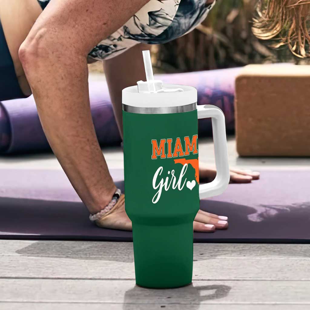 Miami Girl Pride Tumbler With Handle Florida State Map Local Love