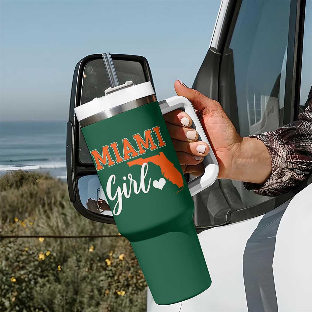 Miami Girl Pride Tumbler With Handle Florida State Map Local Love