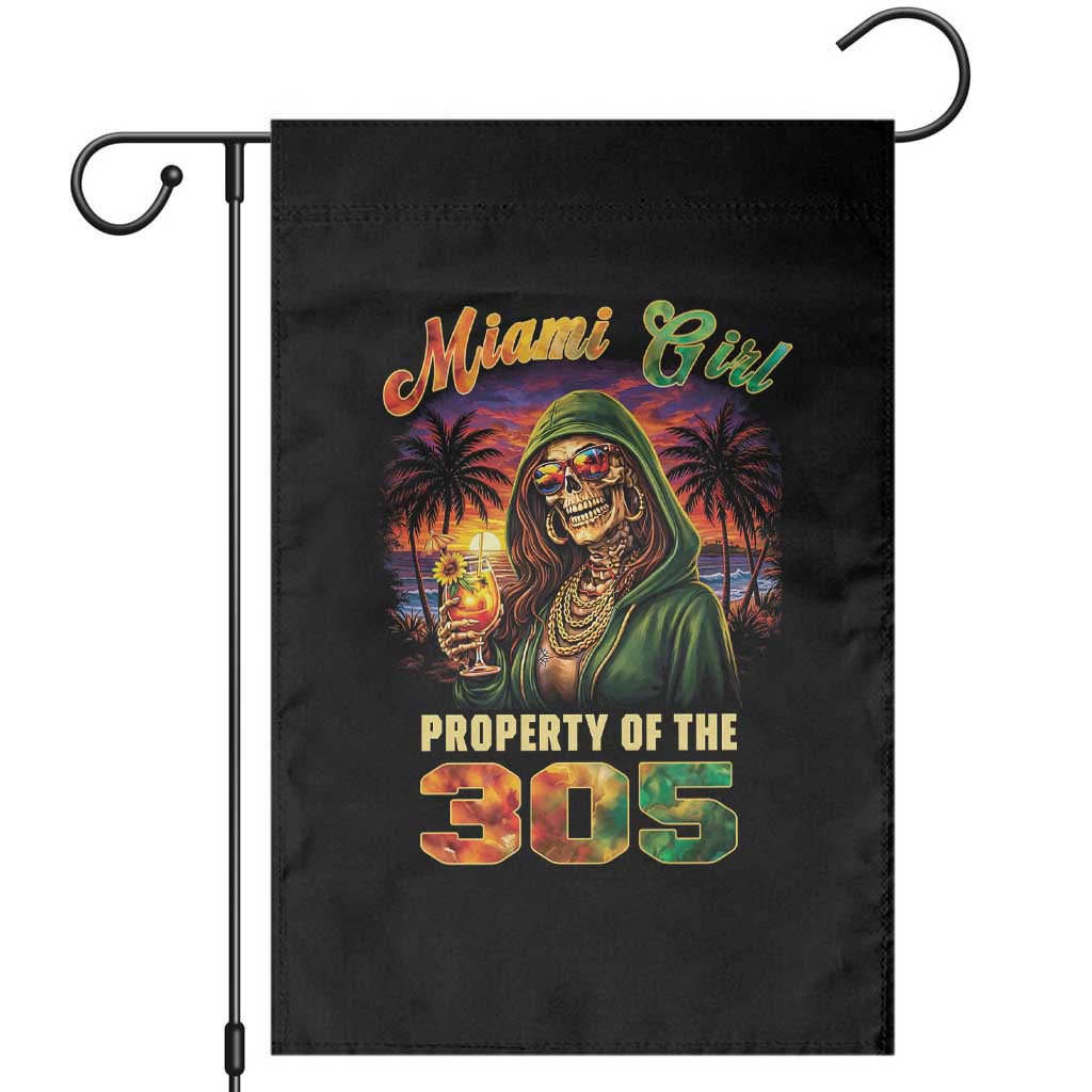 Miami Girl Skeleton Property of the 305 Garden Flag Tropical City Florida Pride Street Style