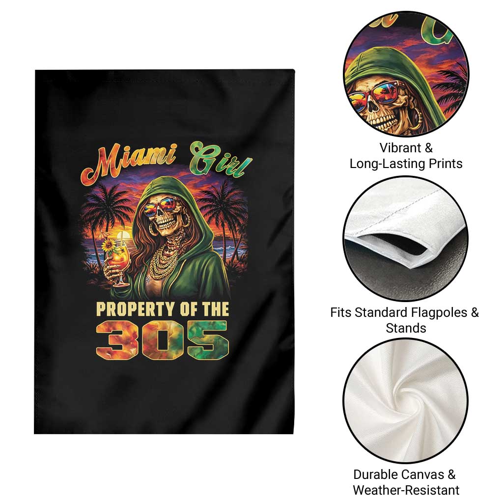 Miami Girl Skeleton Property of the 305 Garden Flag Tropical City Florida Pride Street Style