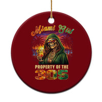 Miami Girl Skeleton Property of the 305 Ceramic Ornament Tropical City Florida Pride Street Style