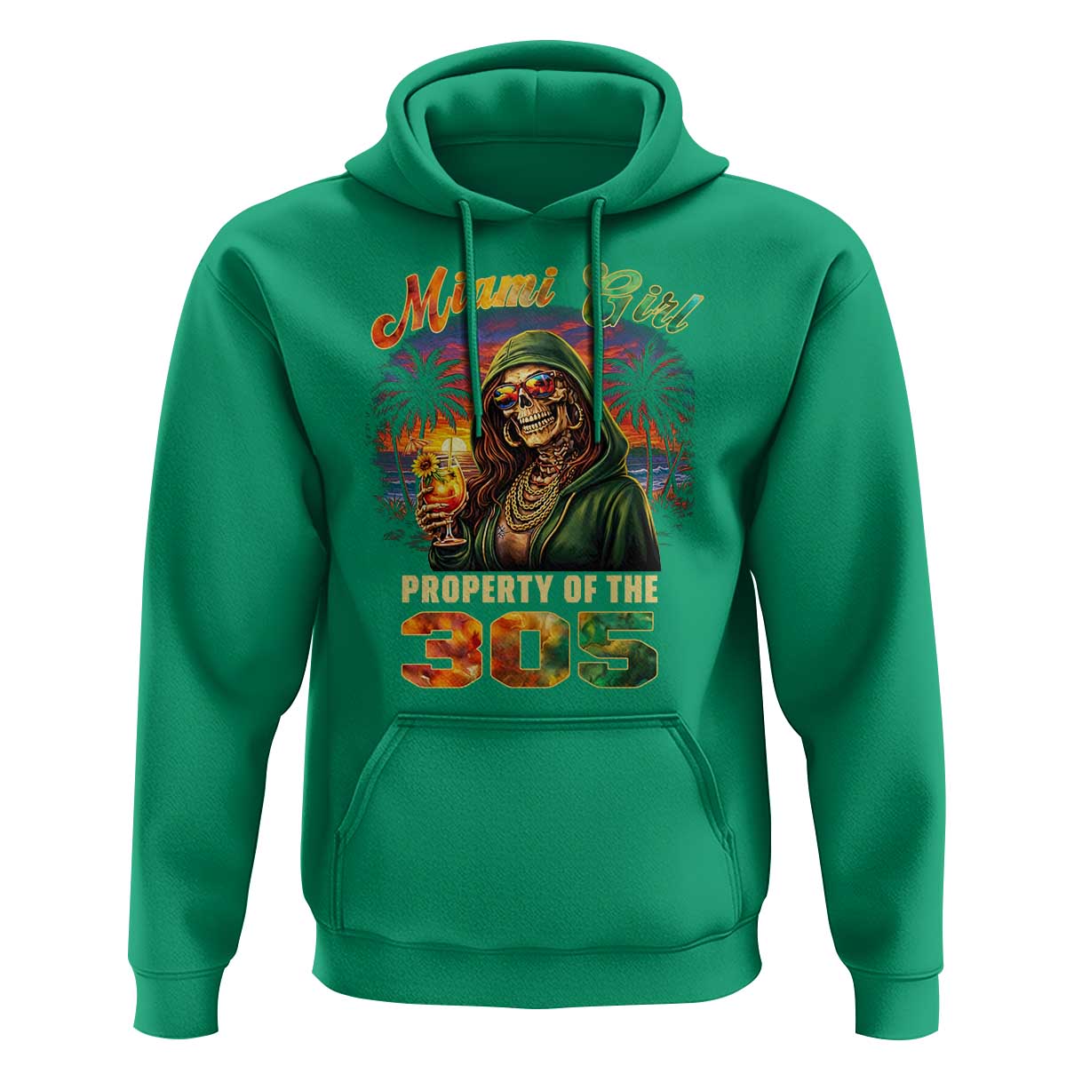 Miami Girl Skeleton Property of the 305 Hoodie Tropical City Florida Pride Street Style