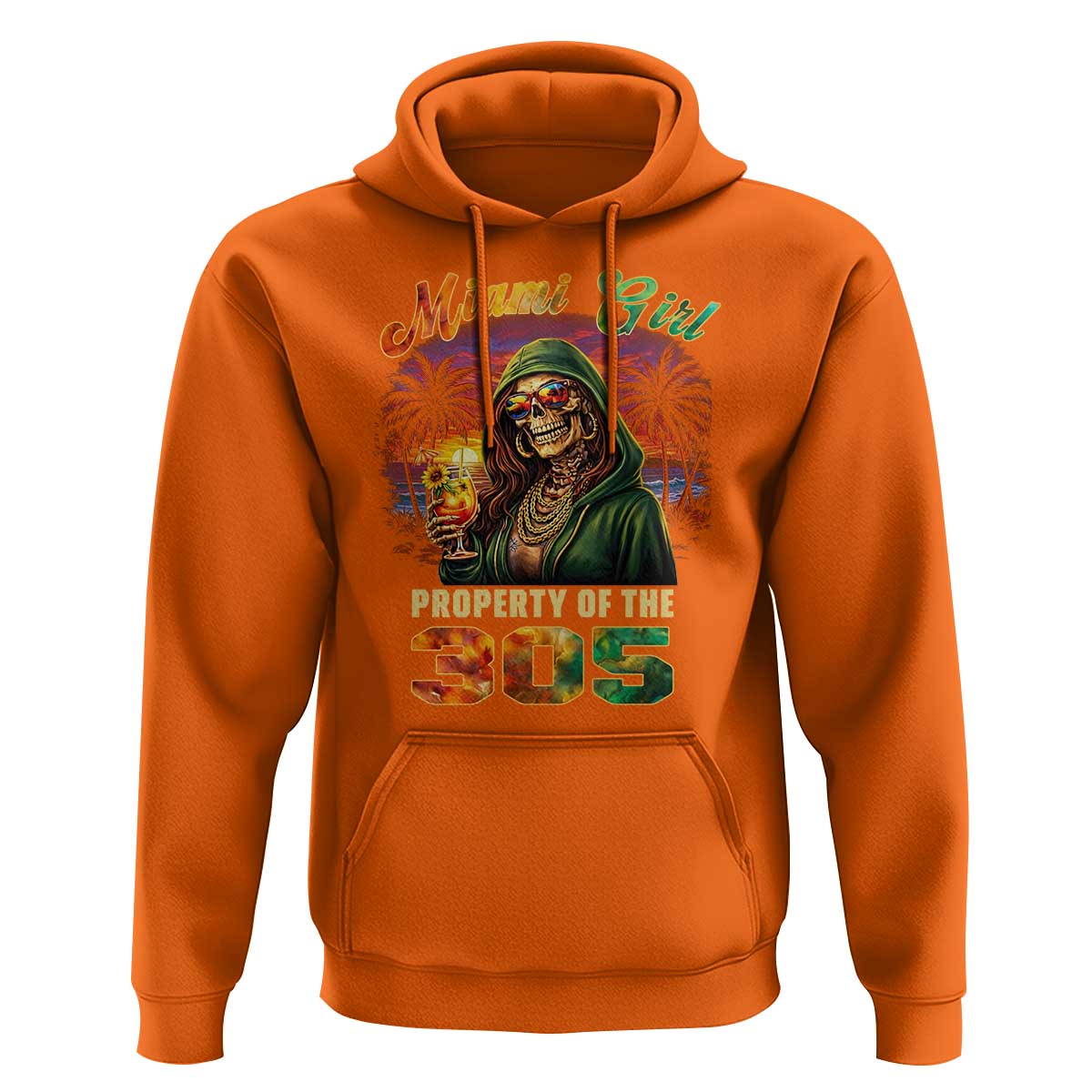 Miami Girl Skeleton Property of the 305 Hoodie Tropical City Florida Pride Street Style