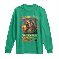 Miami Girl Skeleton Property of the 305 Long Sleeve Shirt Tropical City Florida Pride Street Style