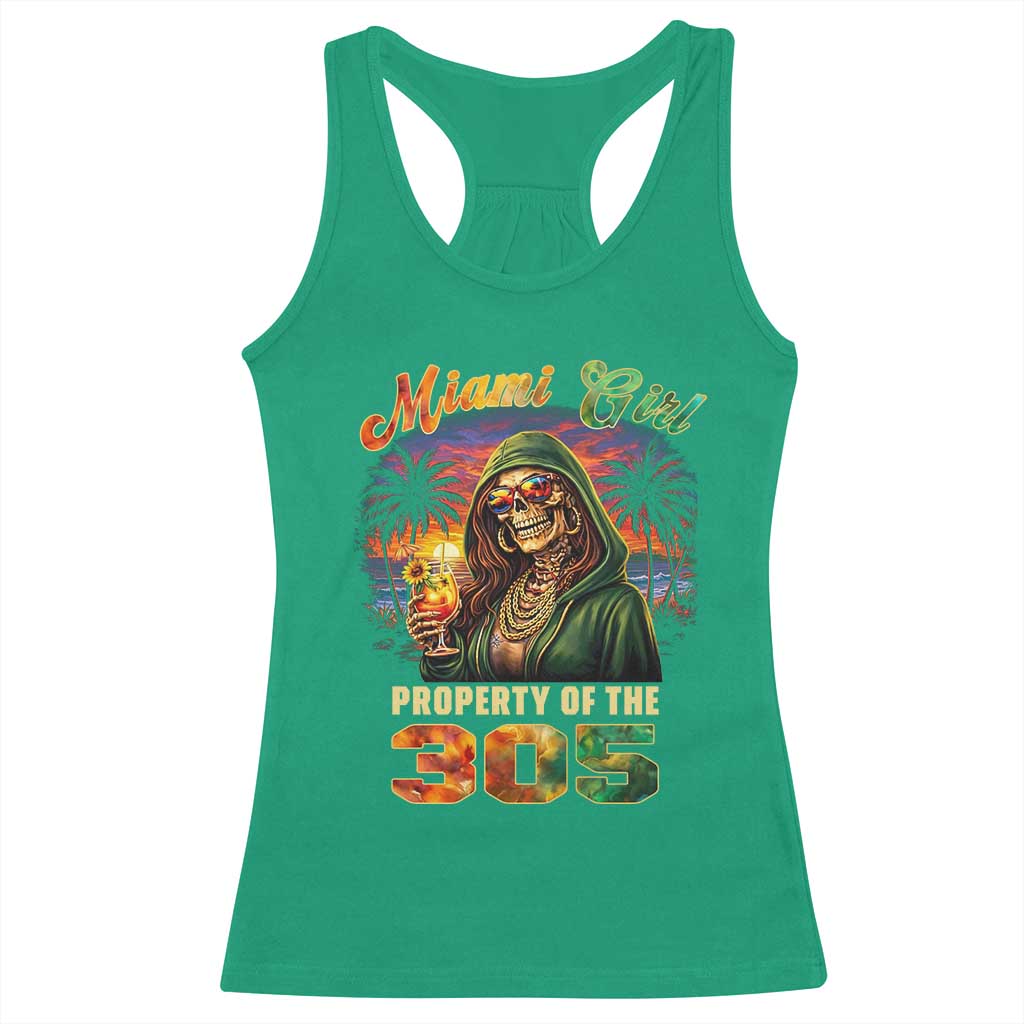 Miami Girl Skeleton Property of the 305 Racerback Tank Top Tropical City Florida Pride Street Style