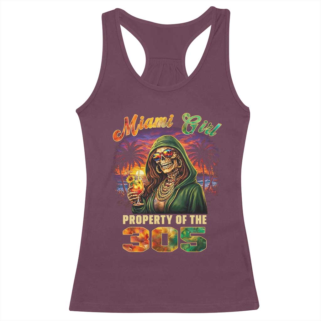 Miami Girl Skeleton Property of the 305 Racerback Tank Top Tropical City Florida Pride Street Style