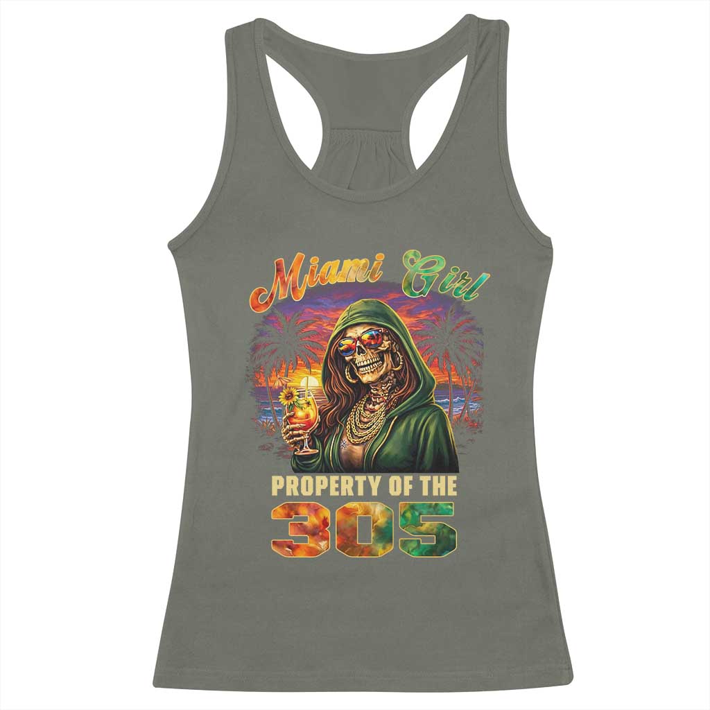 Miami Girl Skeleton Property of the 305 Racerback Tank Top Tropical City Florida Pride Street Style