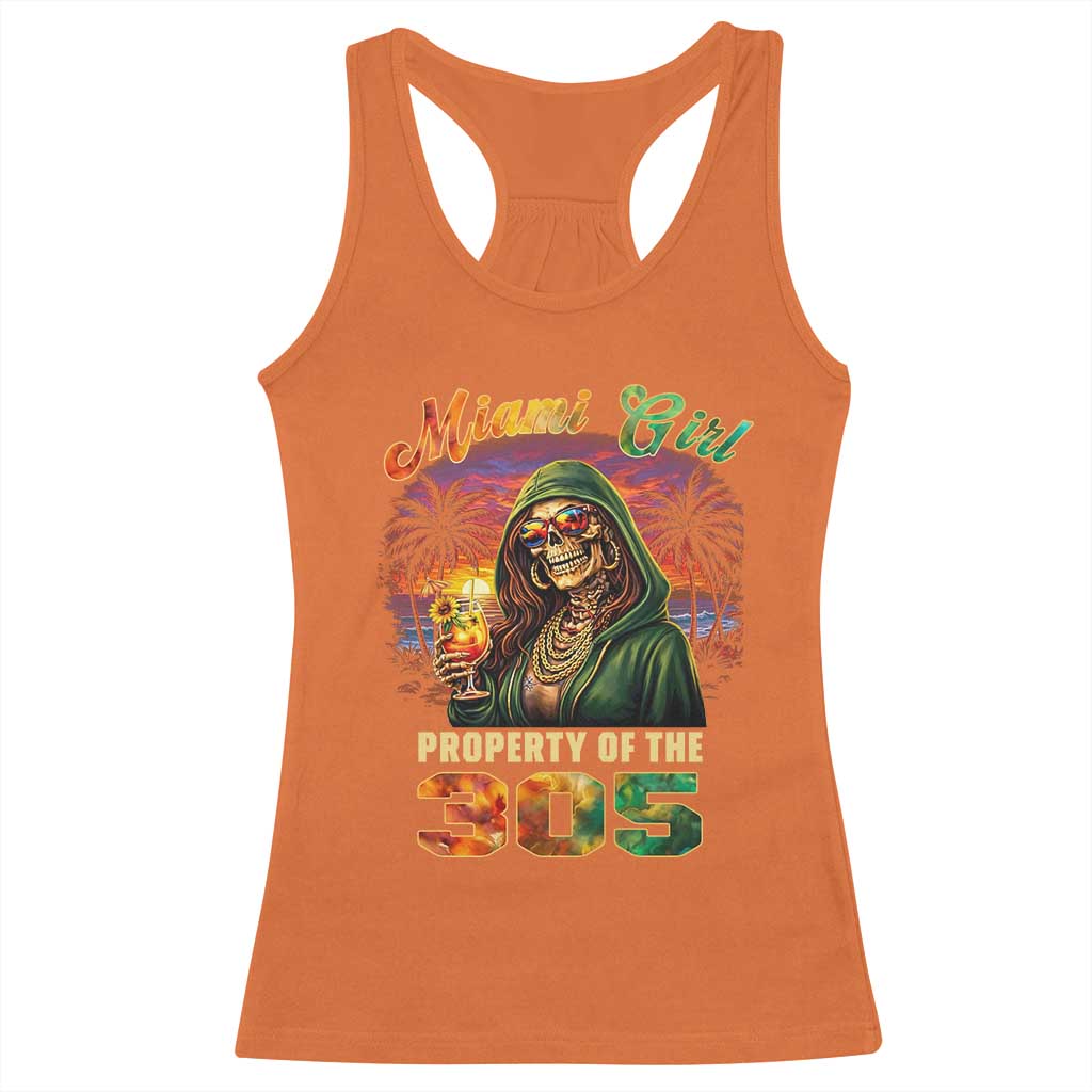 Miami Girl Skeleton Property of the 305 Racerback Tank Top Tropical City Florida Pride Street Style