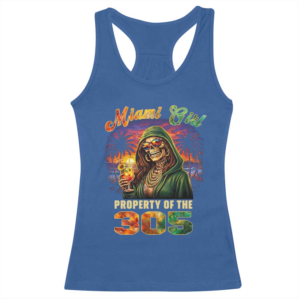 Miami Girl Skeleton Property of the 305 Racerback Tank Top Tropical City Florida Pride Street Style