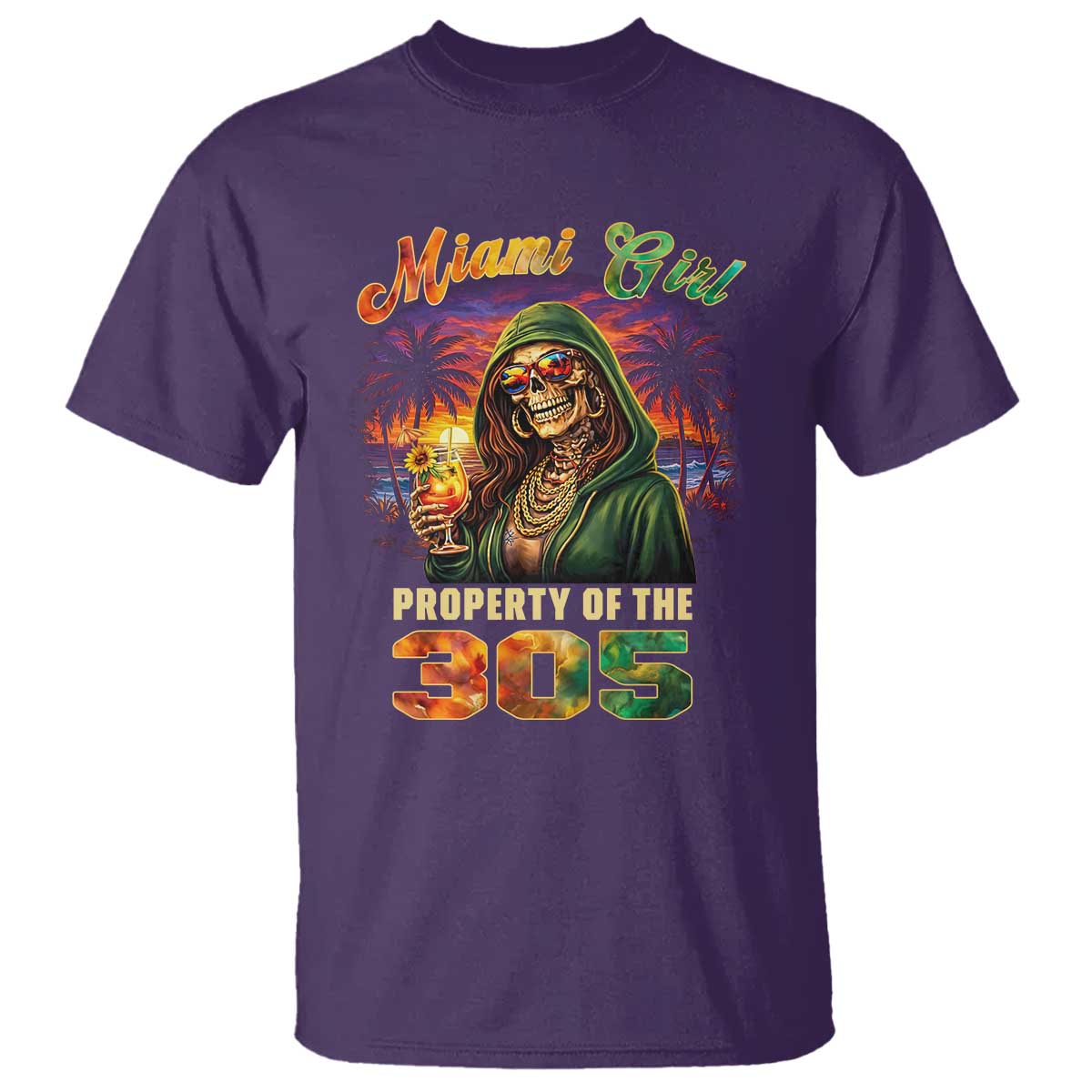Miami Girl Skeleton Property of the 305 T Shirt Tropical City Florida Pride Street Style