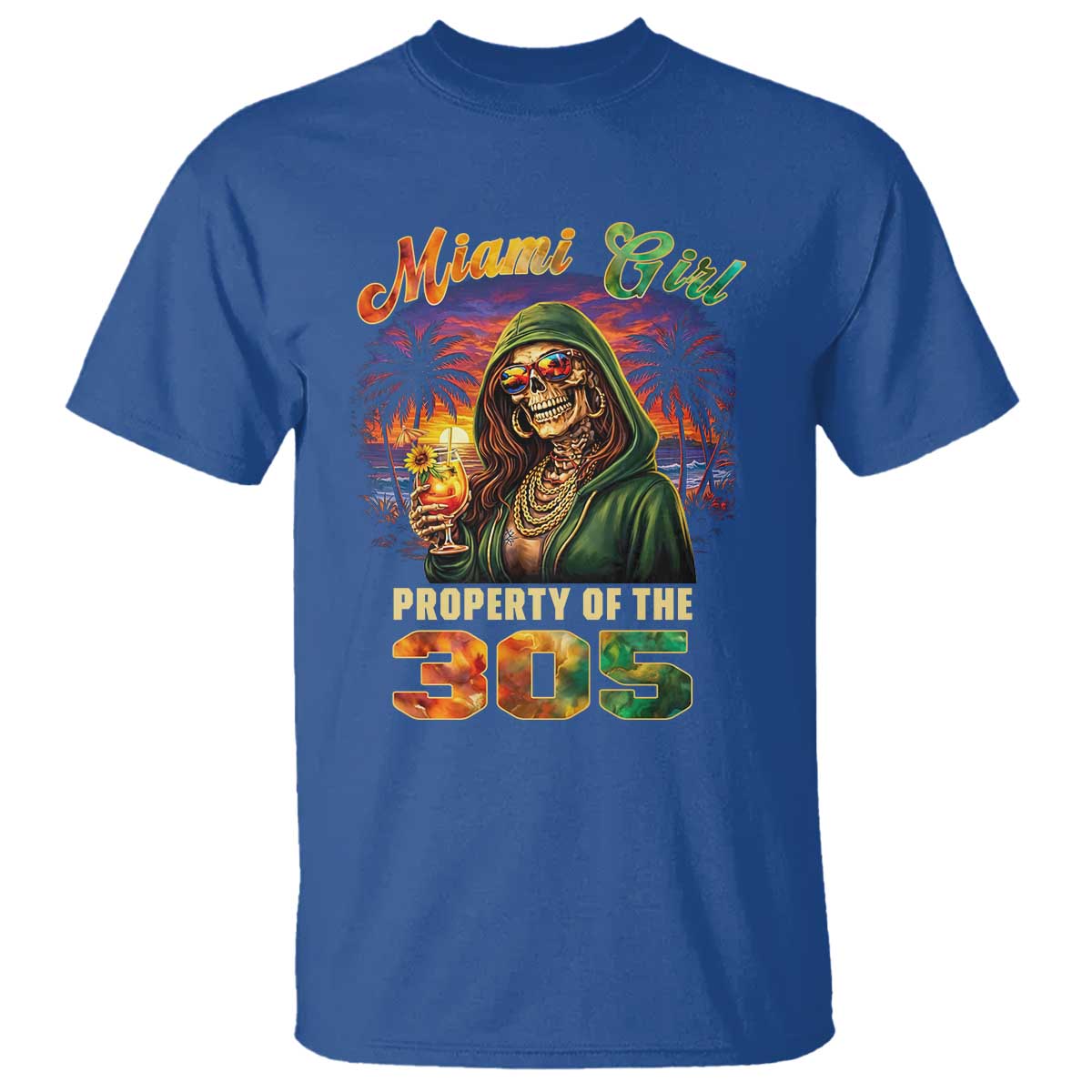Miami Girl Skeleton Property of the 305 T Shirt Tropical City Florida Pride Street Style