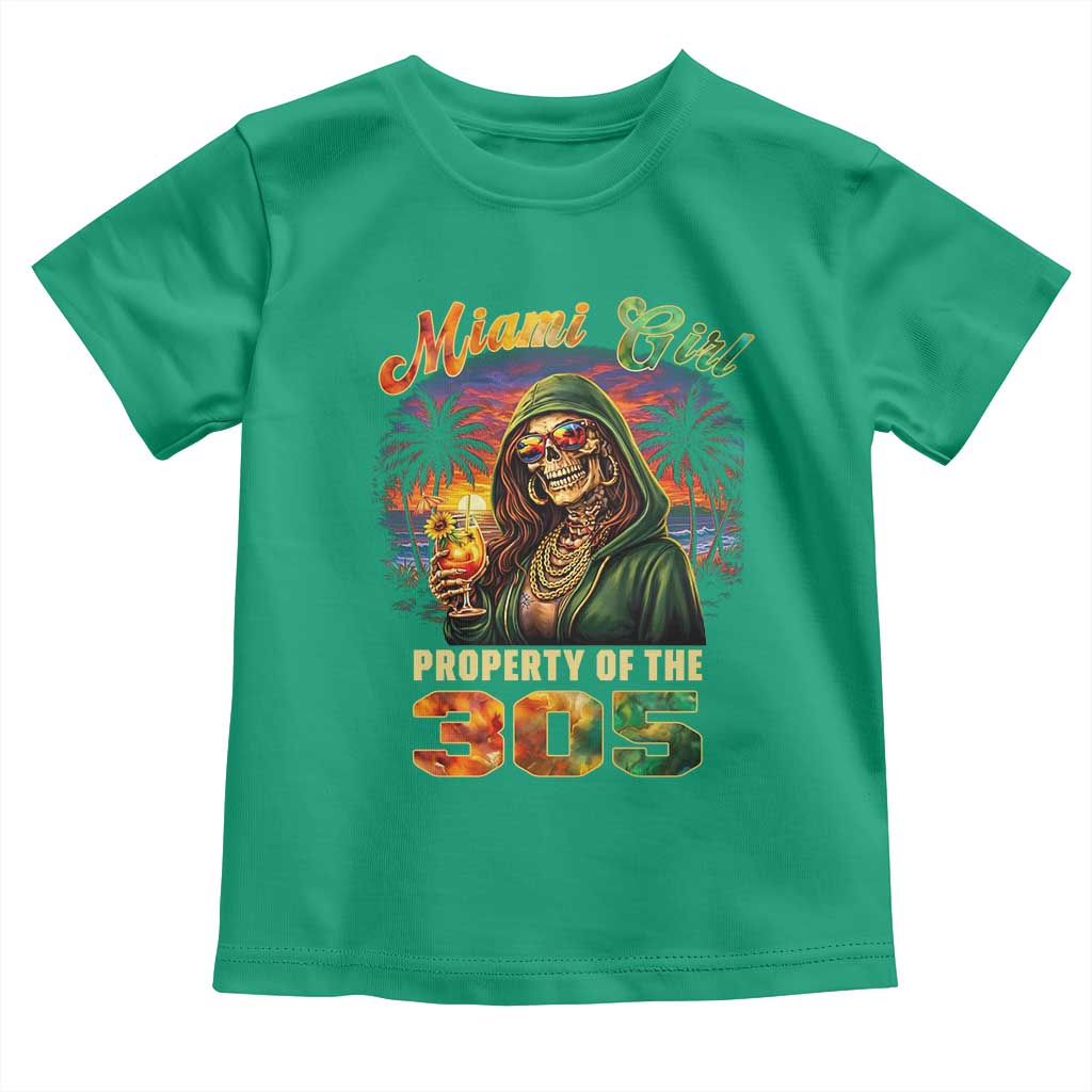 Miami Girl Skeleton Property of the 305 Toddler T Shirt Tropical City Florida Pride Street Style