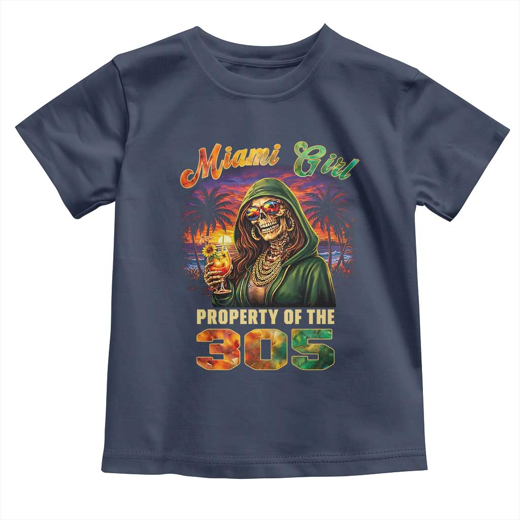 Miami Girl Skeleton Property of the 305 Toddler T Shirt Tropical City Florida Pride Street Style