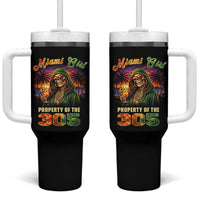 Miami Girl Skeleton Property of the 305 Tumbler With Handle Tropical City Florida Pride Street Style
