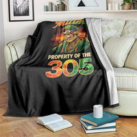 Miami Property of the 305 Skeleton Graphic Throw Blanket Street King with Sunset Florida Swag