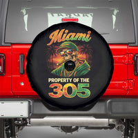 Miami Property of the 305 Skeleton Graphic Spare Tire Cover Street King with Sunset Florida Swag