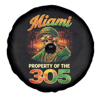 Miami Property of the 305 Skeleton Graphic Spare Tire Cover Street King with Sunset Florida Swag