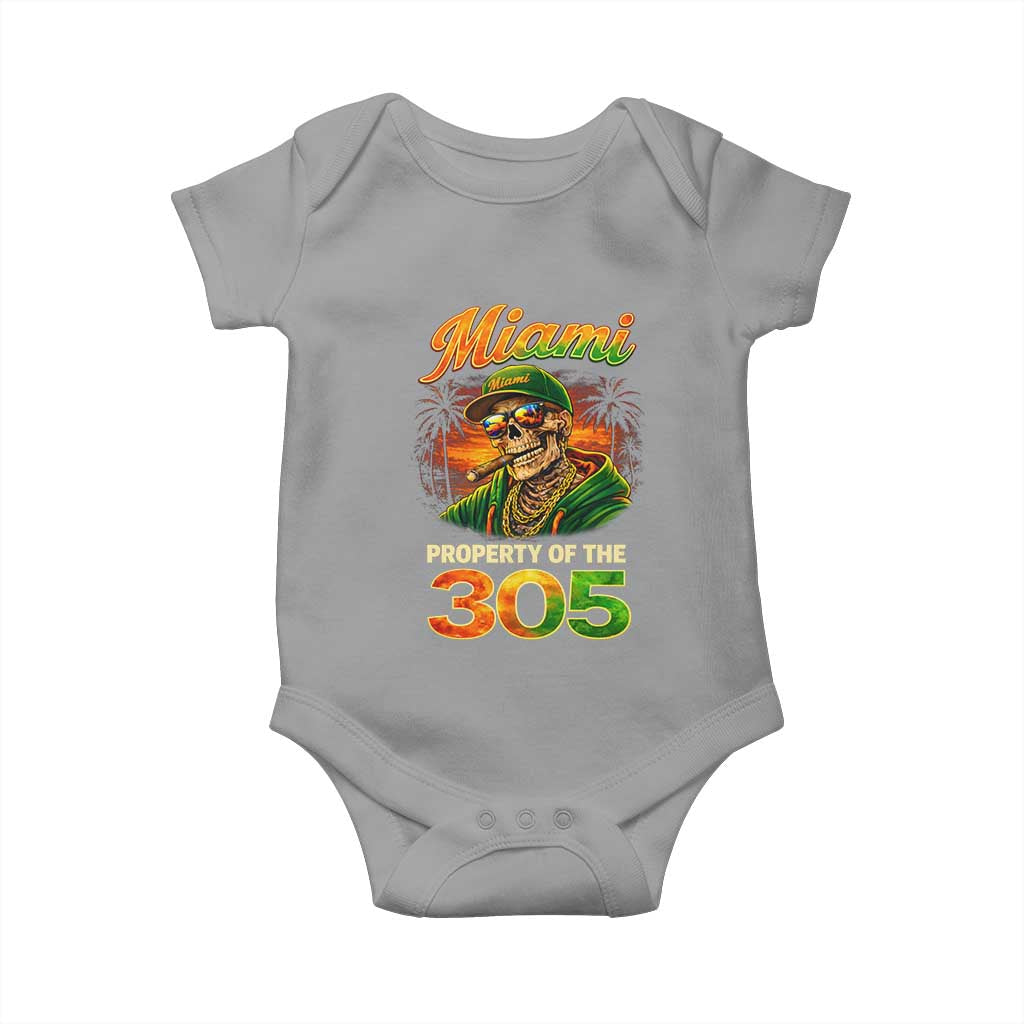 Miami Property of the 305 Skeleton Graphic Baby Onesie Street King with Sunset Florida Swag