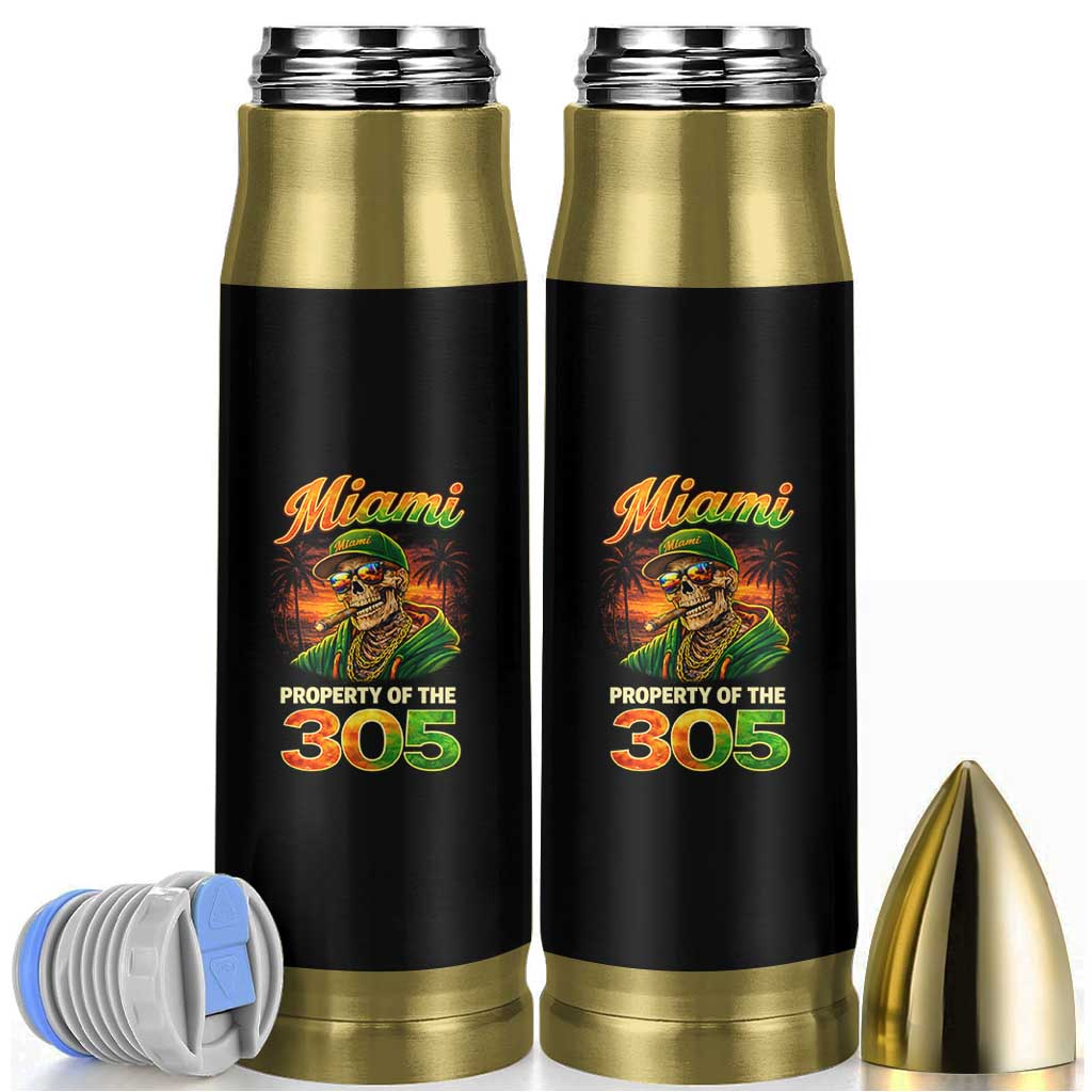 Miami Property of the 305 Skeleton Graphic Bullet Tumbler Street King with Sunset Florida Swag