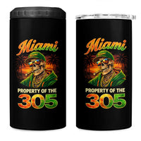 Miami Property of the 305 Skeleton Graphic 4 in 1 Can Cooler Tumbler Street King with Sunset Florida Swag