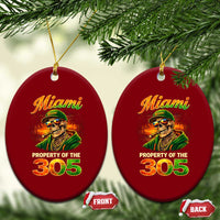 Miami Property of the 305 Skeleton Graphic Ceramic Ornament Street King with Sunset Florida Swag