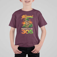 Miami Property of the 305 Skeleton Graphic T Shirt For Kid Street King with Sunset Florida Swag