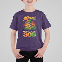 Miami Property of the 305 Skeleton Graphic T Shirt For Kid Street King with Sunset Florida Swag
