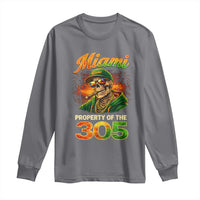 Miami Property of the 305 Skeleton Graphic Long Sleeve Shirt Street King with Sunset Florida Swag
