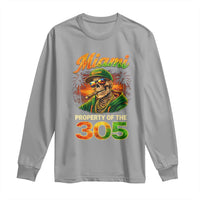 Miami Property of the 305 Skeleton Graphic Long Sleeve Shirt Street King with Sunset Florida Swag
