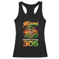 Miami Property of the 305 Skeleton Graphic Racerback Tank Top Street King with Sunset Florida Swag