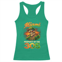 Miami Property of the 305 Skeleton Graphic Racerback Tank Top Street King with Sunset Florida Swag