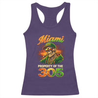 Miami Property of the 305 Skeleton Graphic Racerback Tank Top Street King with Sunset Florida Swag