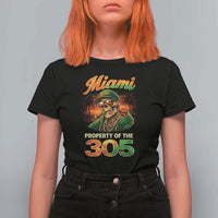 Miami Property of the 305 Skeleton Graphic T Shirt For Women Street King with Sunset Florida Swag