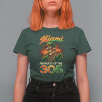 Miami Property of the 305 Skeleton Graphic T Shirt For Women Street King with Sunset Florida Swag
