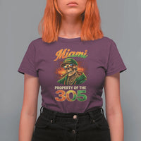 Miami Property of the 305 Skeleton Graphic T Shirt For Women Street King with Sunset Florida Swag