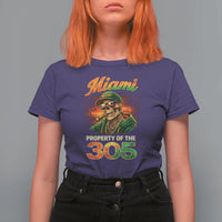 Miami Property of the 305 Skeleton Graphic T Shirt For Women Street King with Sunset Florida Swag