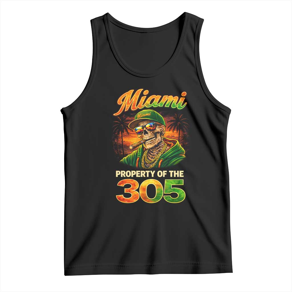 Miami Property of the 305 Skeleton Graphic Tank Top Street King with Sunset Florida Swag