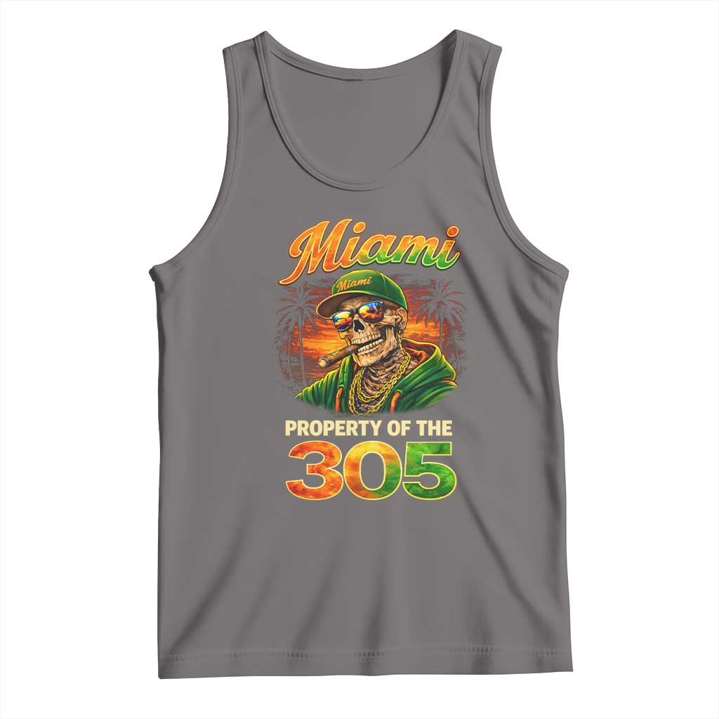 Miami Property of the 305 Skeleton Graphic Tank Top Street King with Sunset Florida Swag