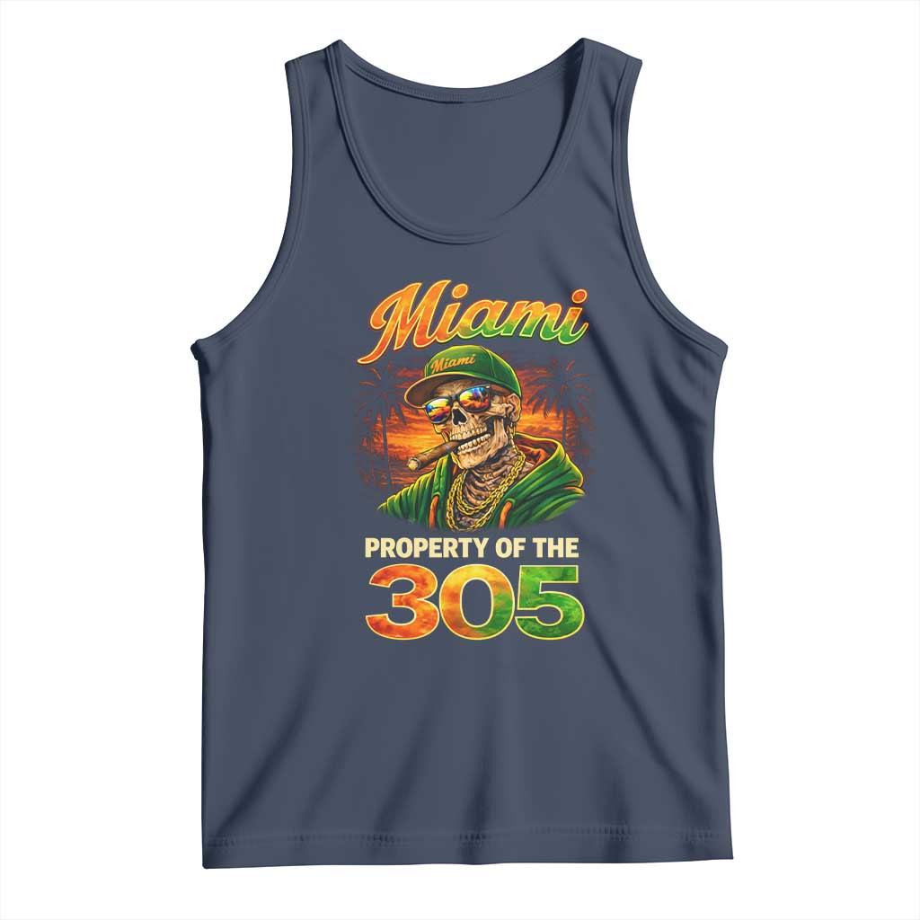 Miami Property of the 305 Skeleton Graphic Tank Top Street King with Sunset Florida Swag