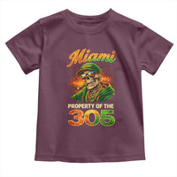 Miami Property of the 305 Skeleton Graphic Toddler T Shirt Street King with Sunset Florida Swag